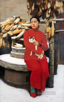 3月の雪 WYD 中国の女の子 Oil Paintings